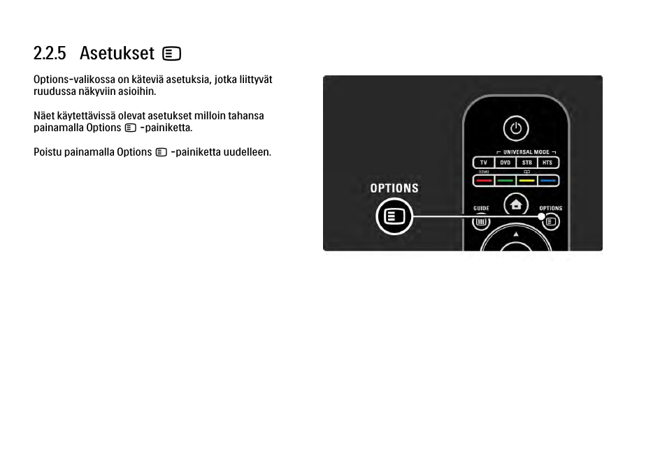 5 asetukset, 5 asetukset o | Philips FI KYTTOPAS 37PFL9604H User Manual | Page 83 / 263