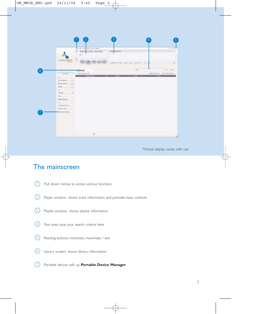 The mainscreen | Philips Micro Jukebox User Manual | Page 19 / 29