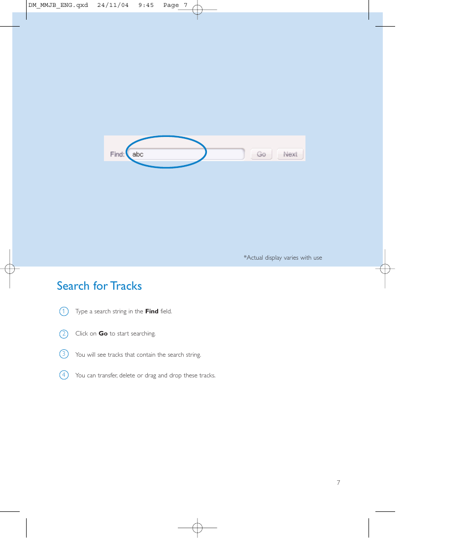 Search for tracks | Philips Micro Jukebox User Manual | Page 24 / 29