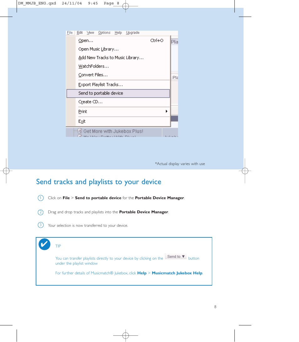 Send tracks and playlists to your device | Philips Micro Jukebox User Manual | Page 25 / 29