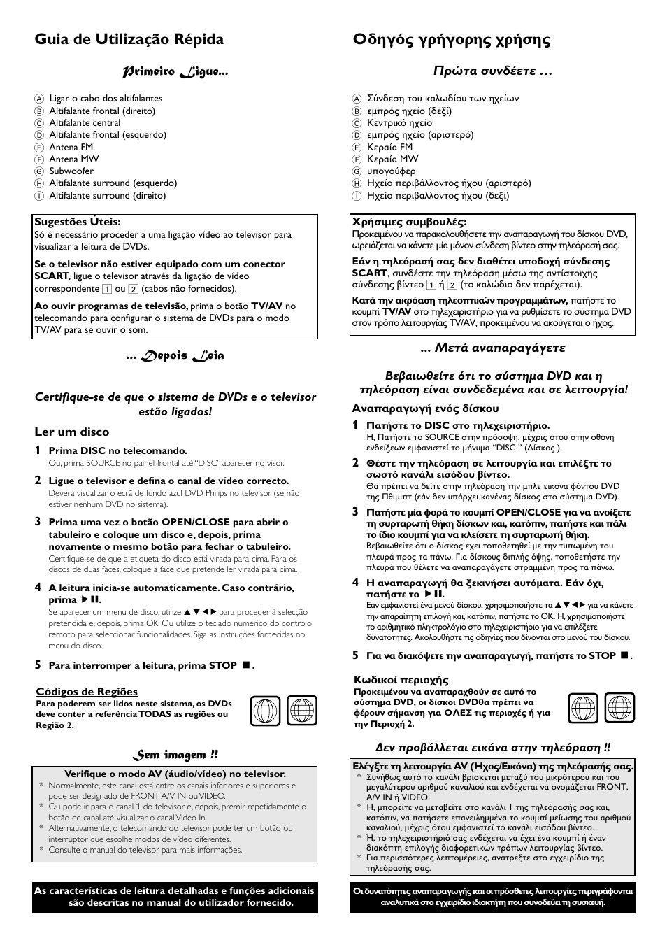 Guia de utilização répida, Primeiro ligue, Depois leia | Sem imagem | Philips LX7100SA User Manual | Page 7 / 8