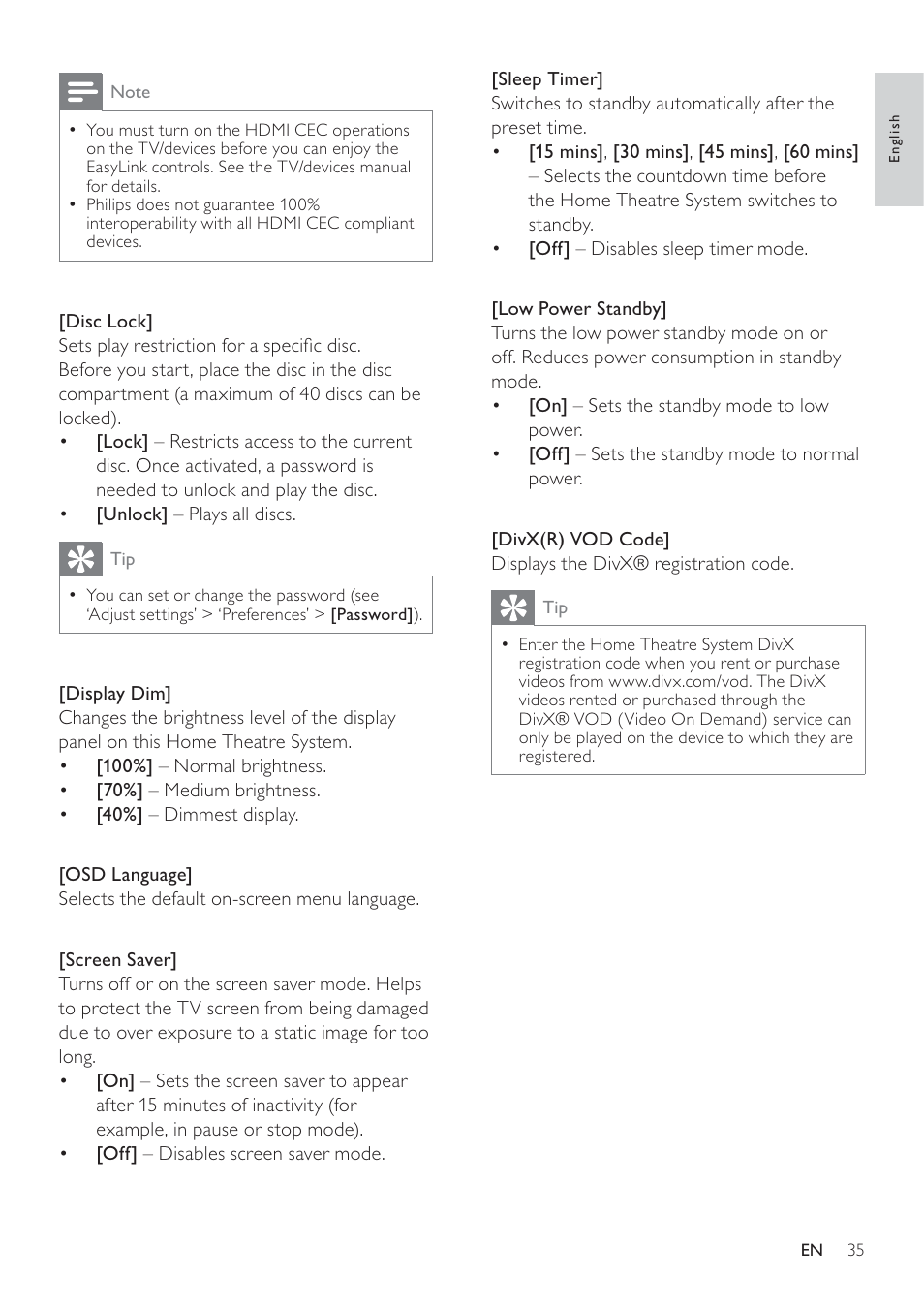 Philips SoundBar HTS6120 User Manual | Page 35 / 48