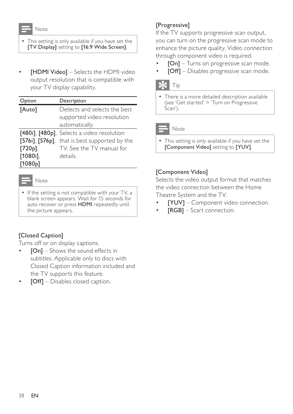 Philips SoundBar HTS6120 User Manual | Page 38 / 48