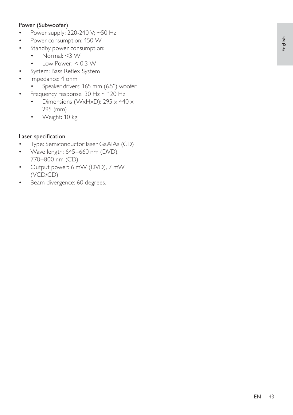 Philips SoundBar HTS6120 User Manual | Page 43 / 48