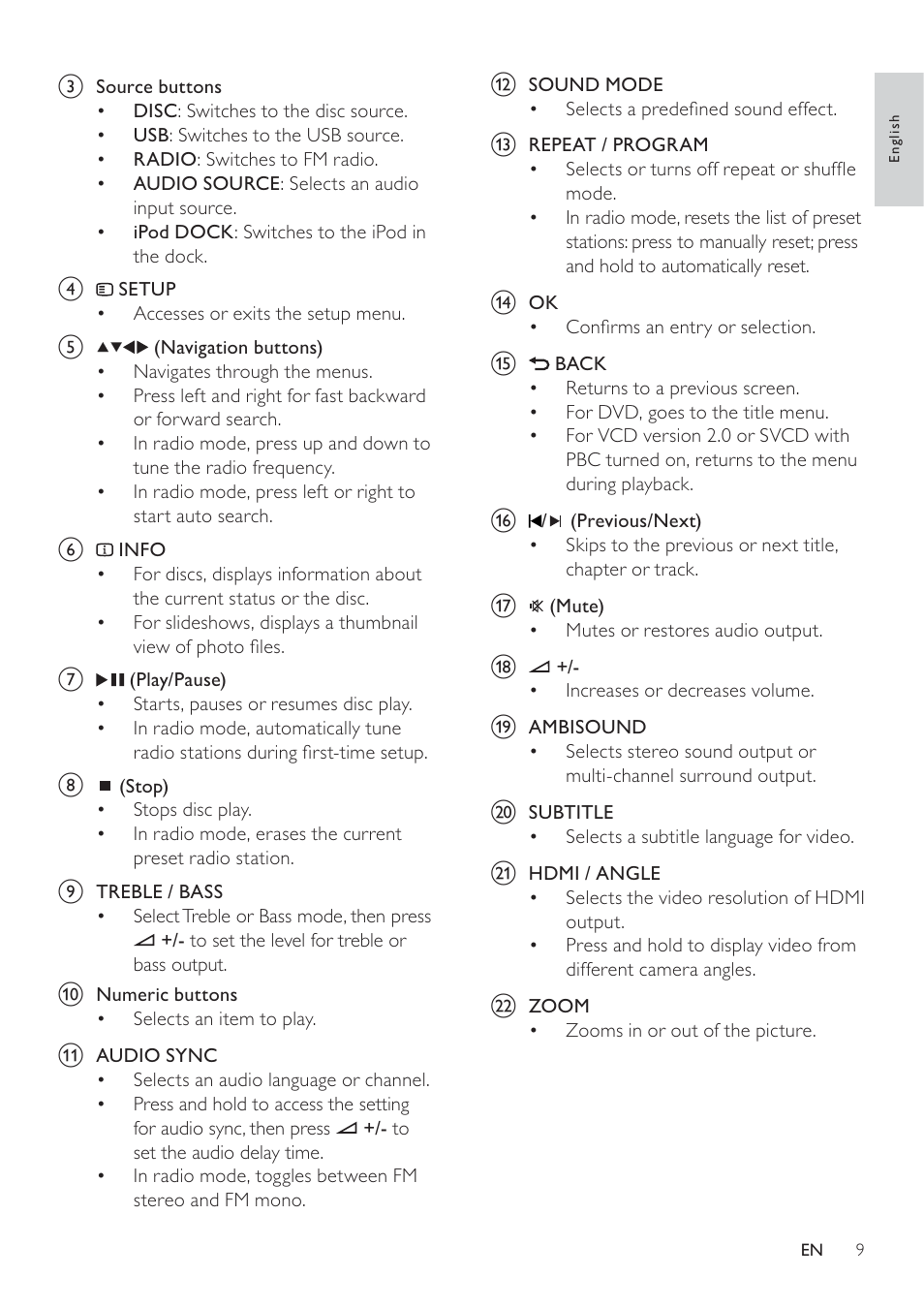 Philips SoundBar HTS6120 User Manual | Page 9 / 48