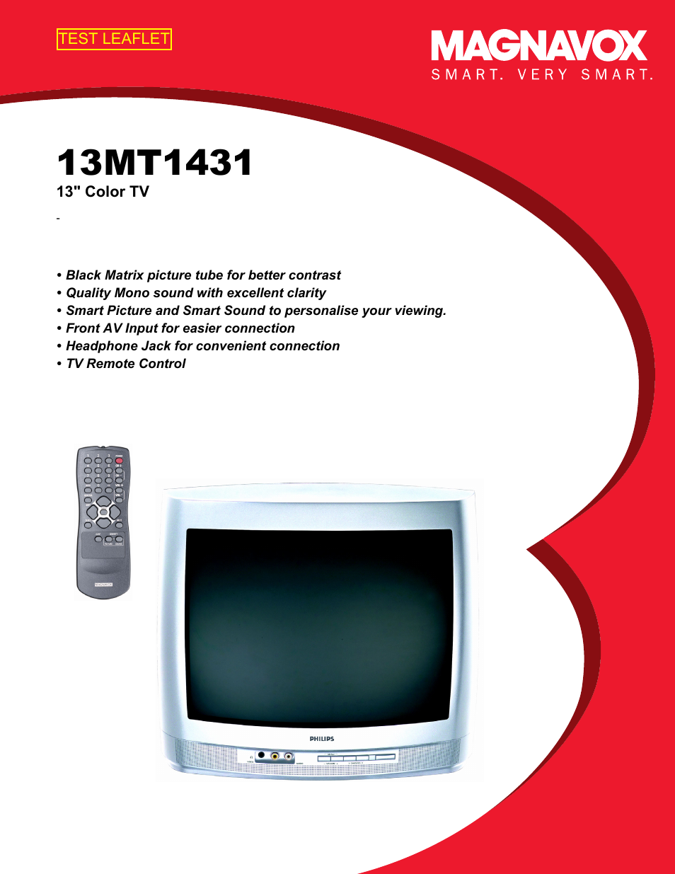 Philips 13" Color TV 13MT1431 User Manual | 2 pages