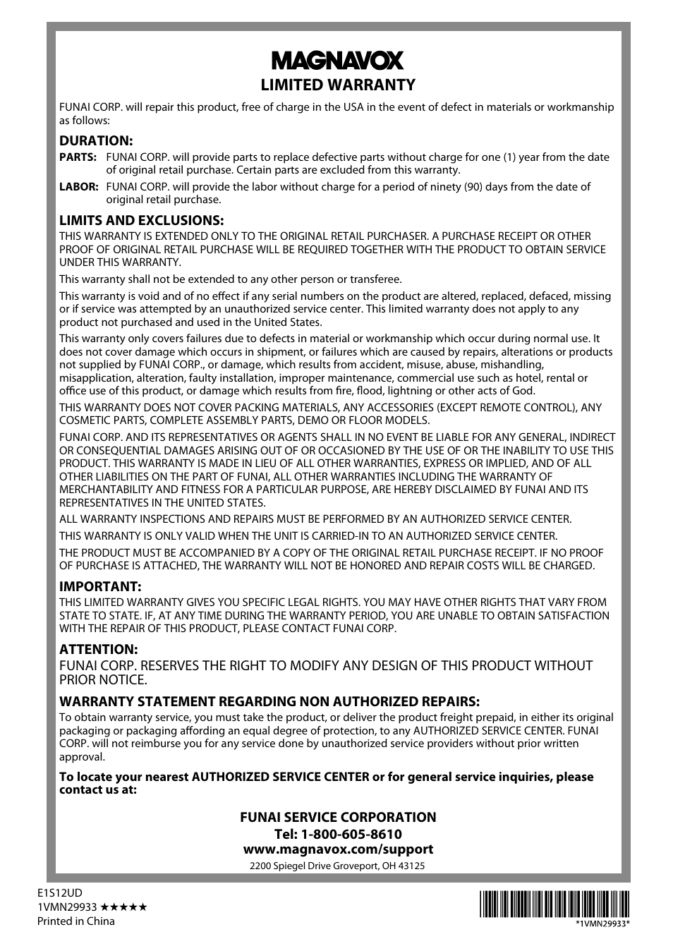 Limited warranty | Philips Magnavox MRD410B/F7 User Manual | Page 52 / 52