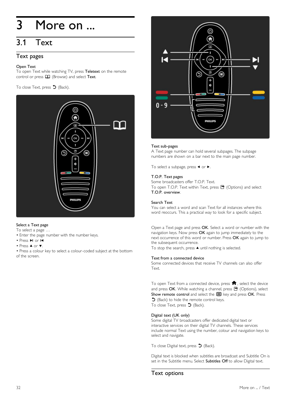 More on, Text | Philips 42PFL6805H User Manual | Page 32 / 78