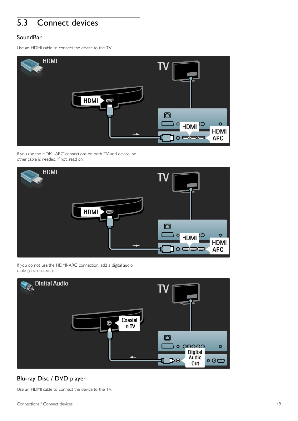 Connect devices, 3 connect devices | Philips 42PFL6805H User Manual | Page 49 / 78