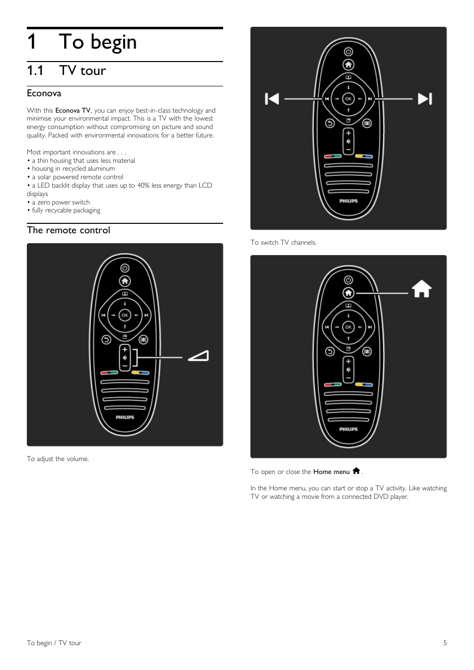 To begin, Tv tour | Philips 42PFL6805H User Manual | Page 5 / 78