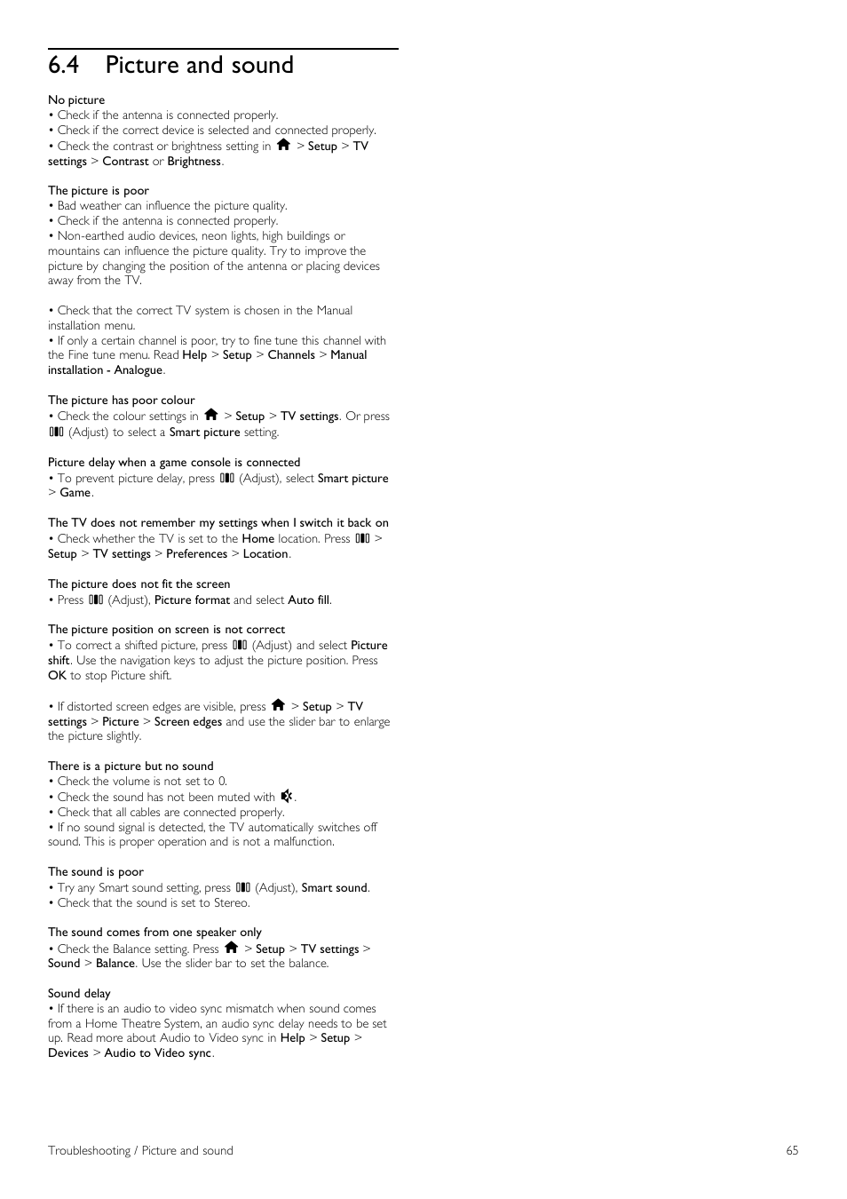 Picture and sound, 4 picture and sound | Philips 42PFL6805H User Manual | Page 65 / 78