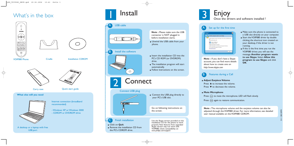 Philips VOIP080 User Manual | 2 pages