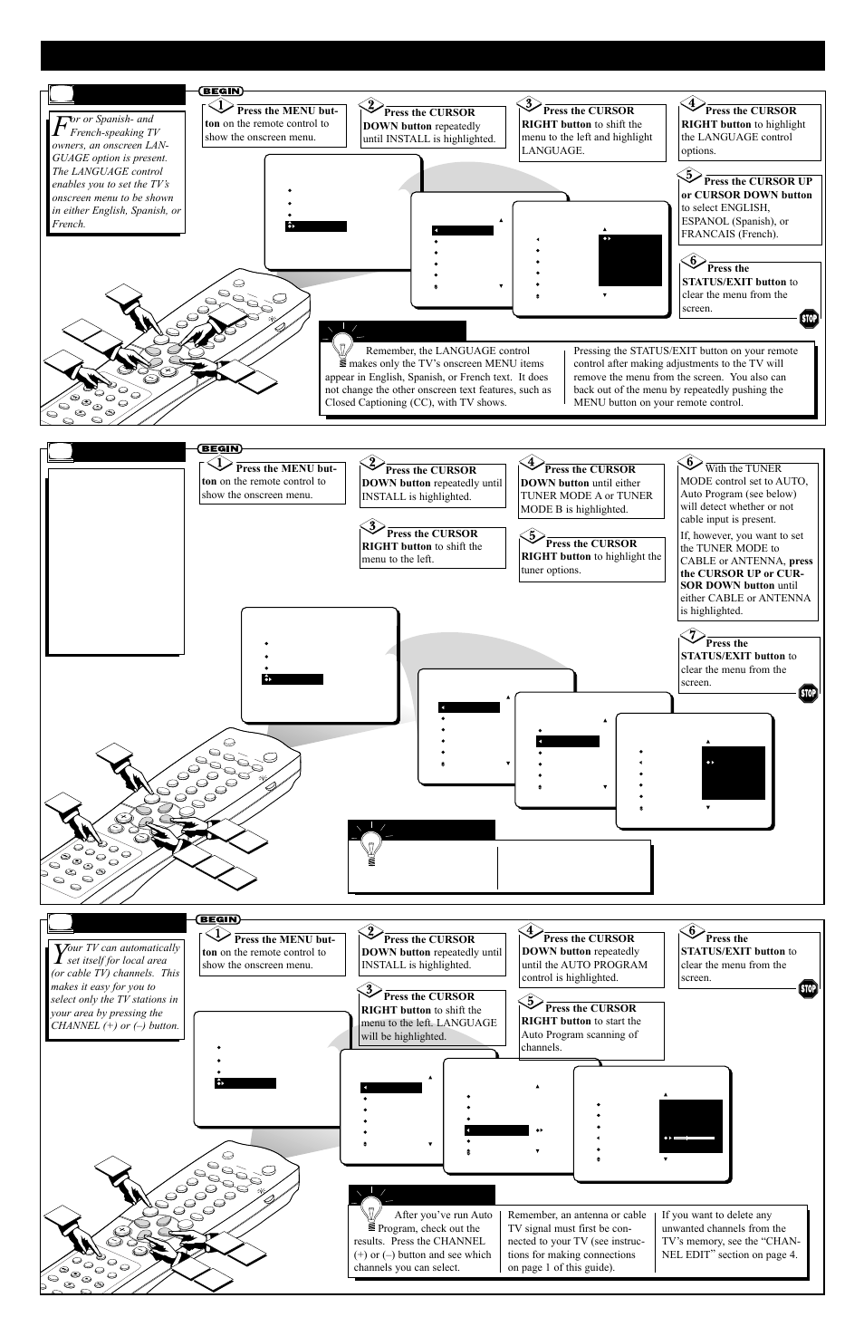 Ow to, Se the, Nstallation | Eatures, Anguage, Rogram | Philips 36PT71B1 User Manual | Page 3 / 4