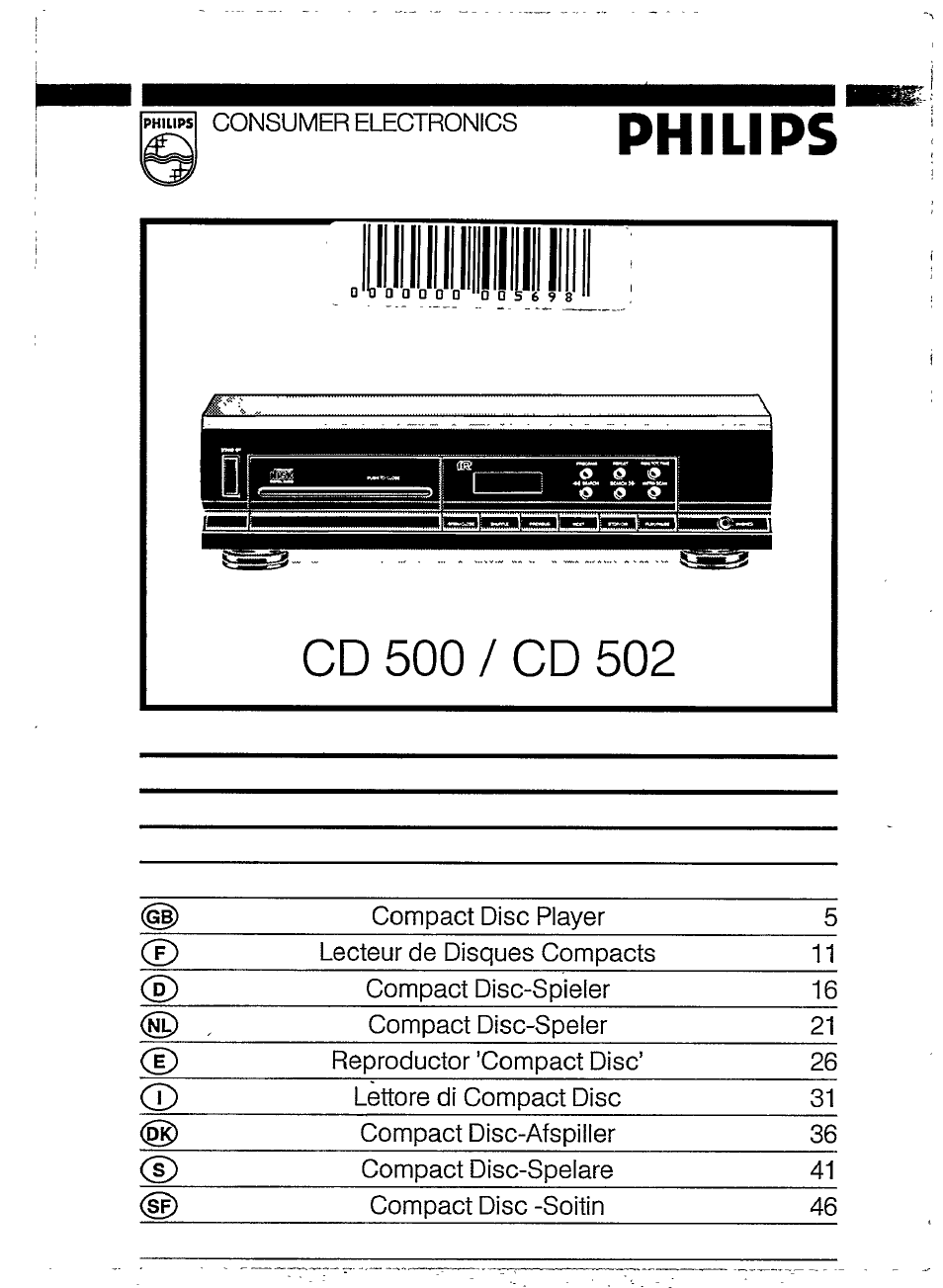 Philips CD 502 User Manual | 14 pages