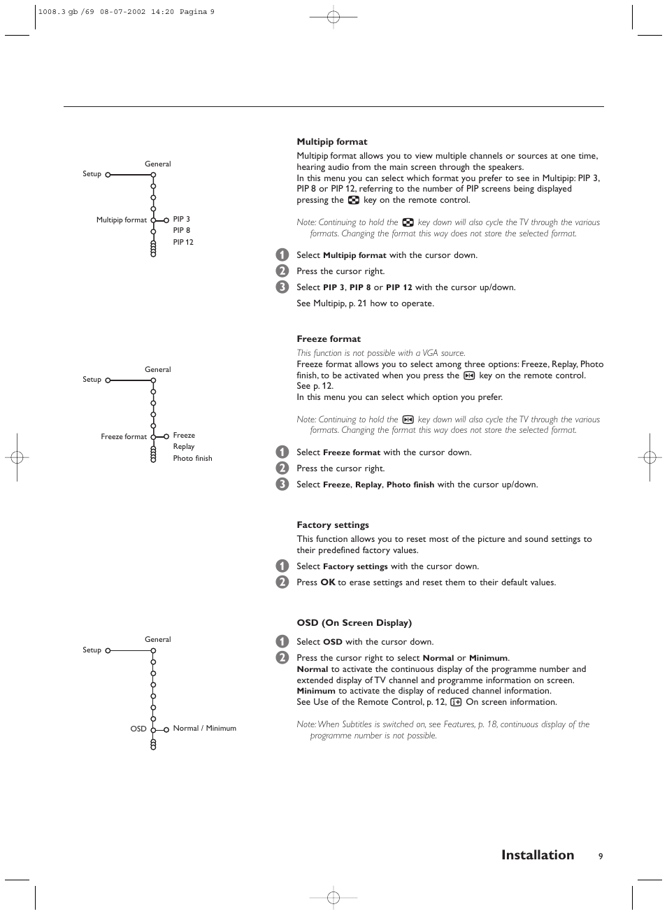 Installation | Philips FTR9964/69S User Manual | Page 10 / 37