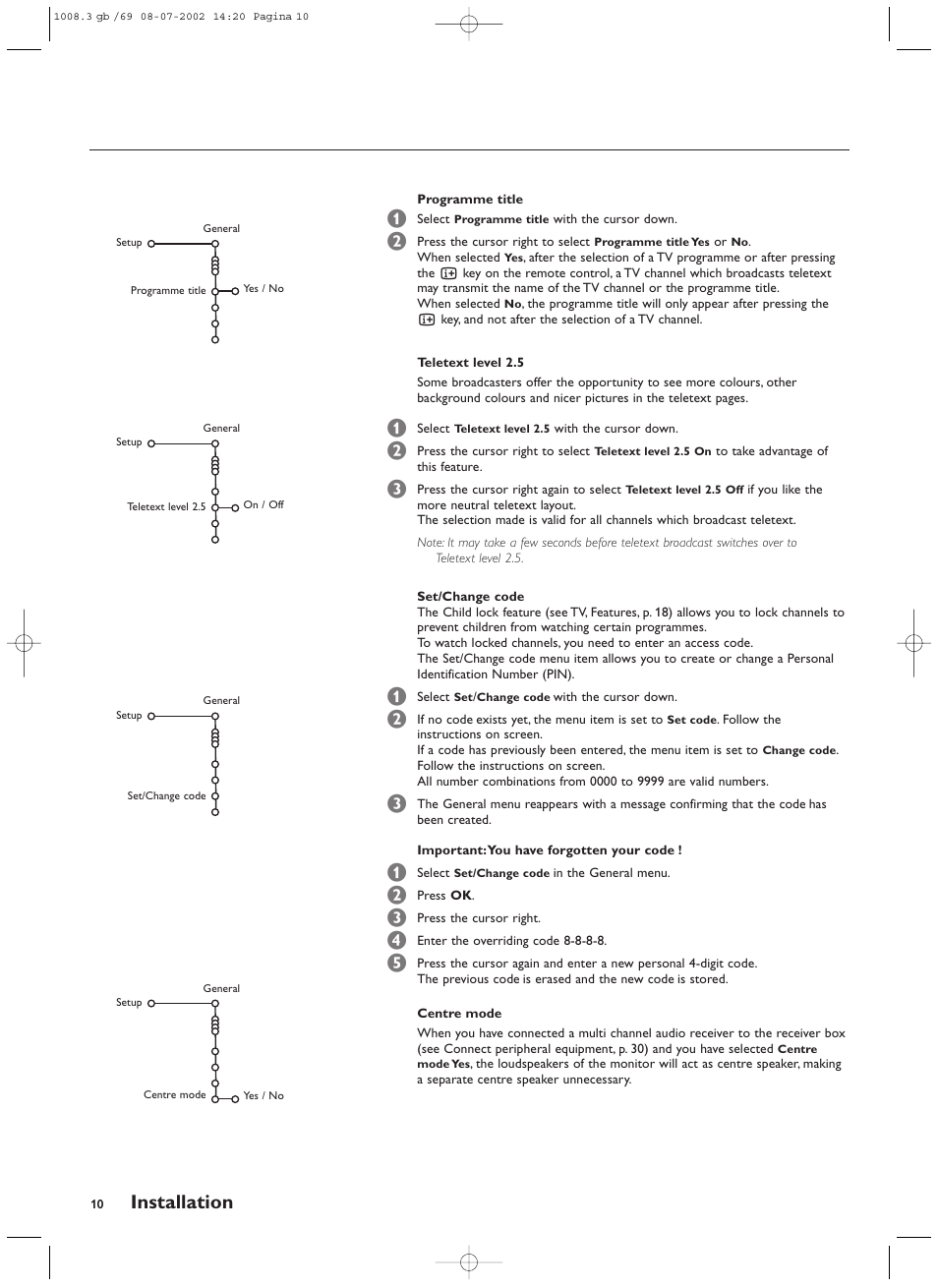 Installation | Philips FTR9964/69S User Manual | Page 11 / 37