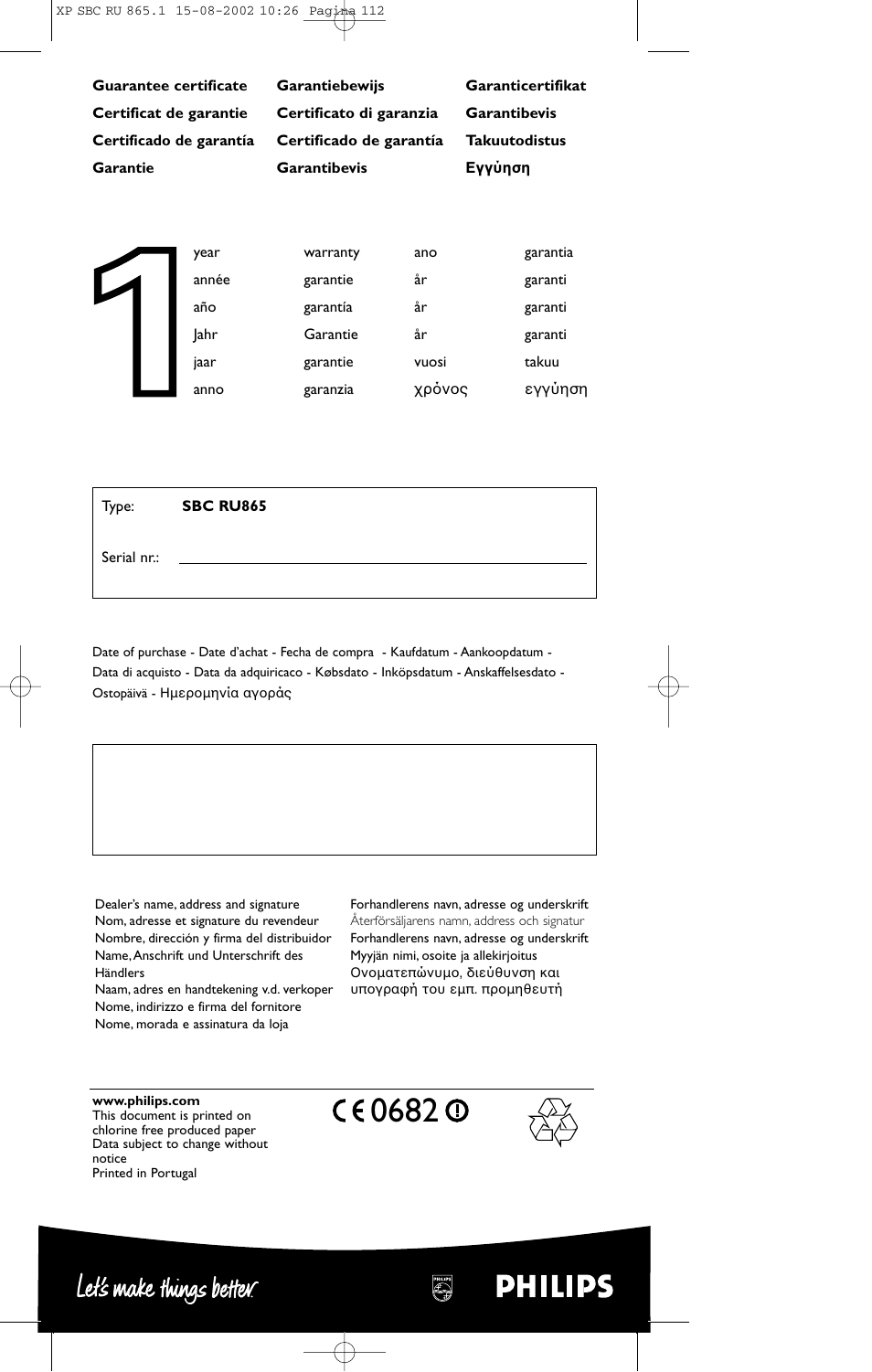 Philips SBC RU 865/00 User Manual | Page 120 / 120