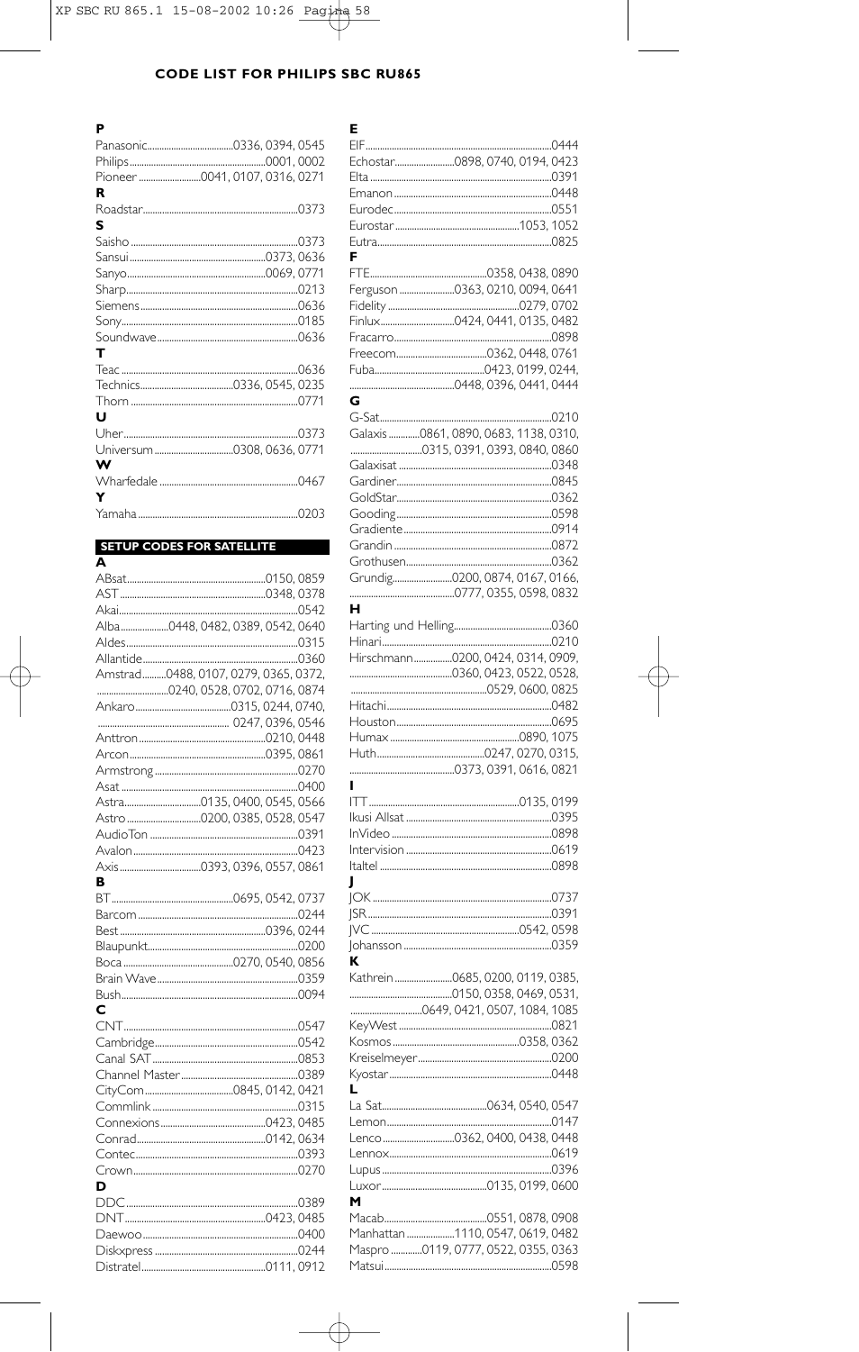 Philips SBC RU 865/00 User Manual | Page 58 / 120