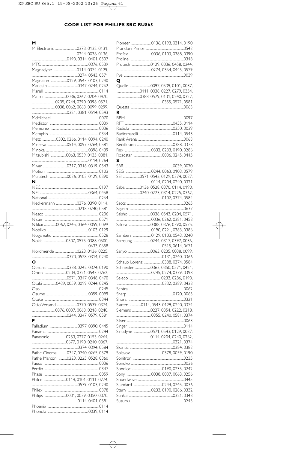 Philips SBC RU 865/00 User Manual | Page 61 / 120