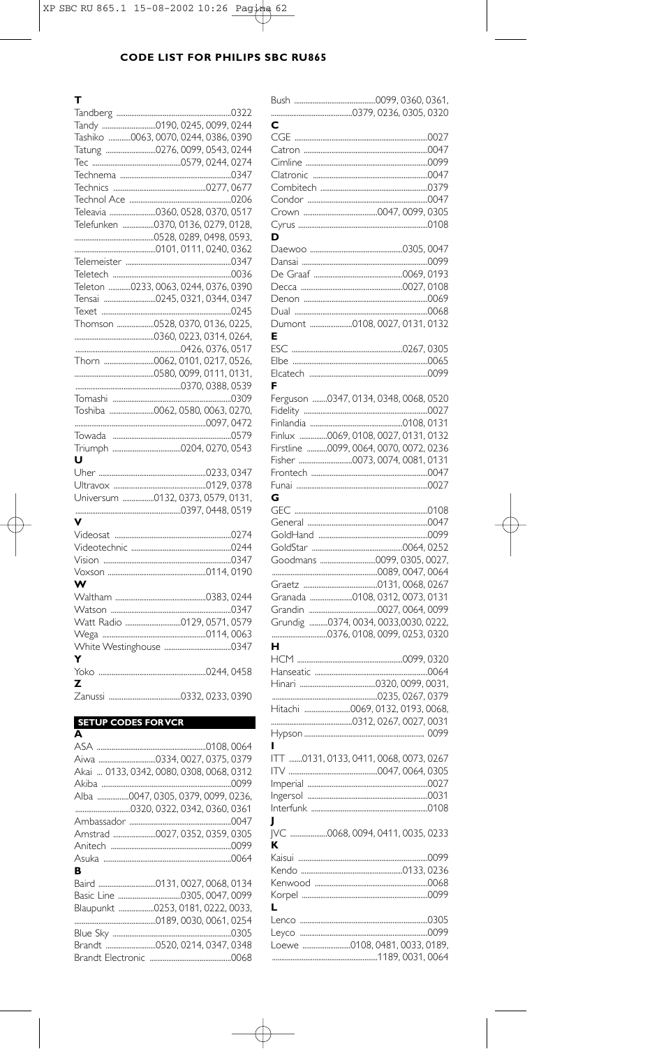 Philips SBC RU 865/00 User Manual | Page 62 / 120