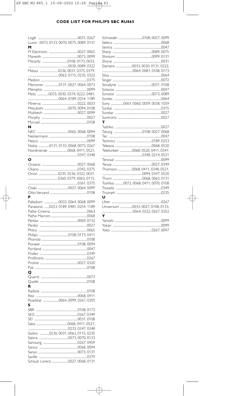 Philips SBC RU 865/00 User Manual | Page 63 / 120