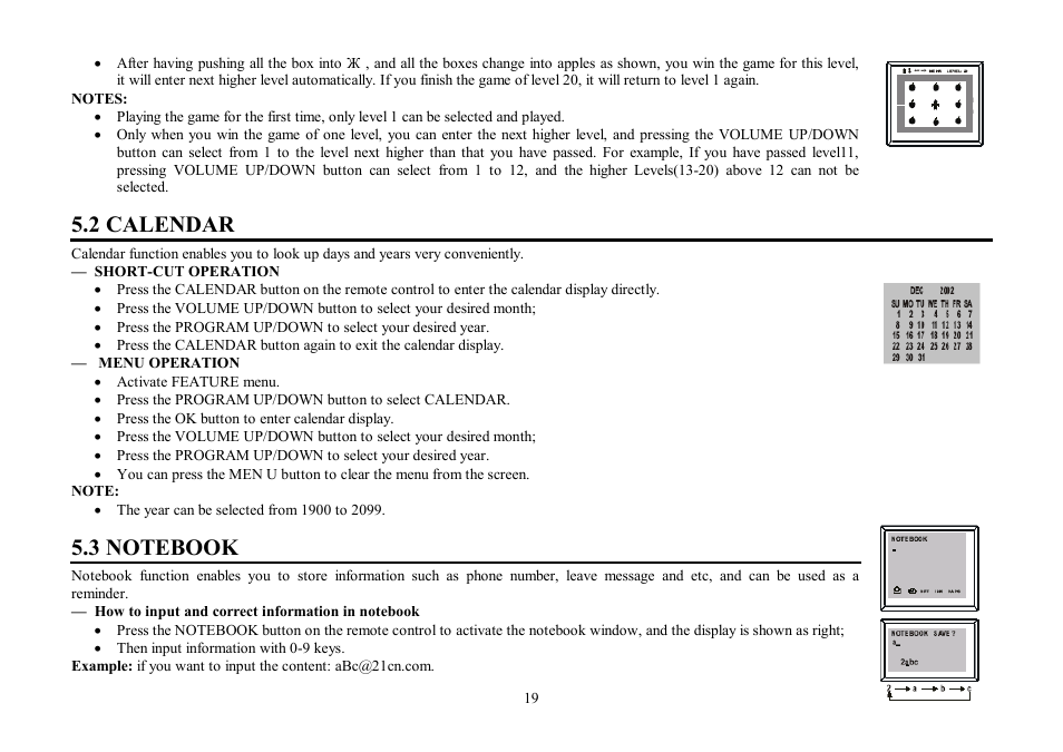 2 calendar | Hyundai H-TV2102PF User Manual | Page 19 / 49