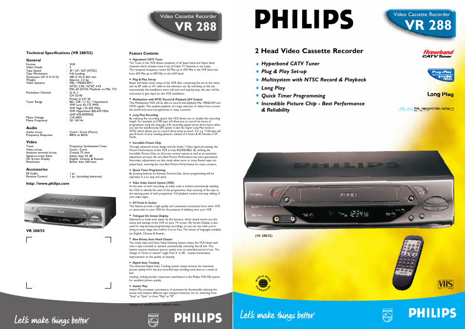 Philips VR 288 User Manual | 1 page