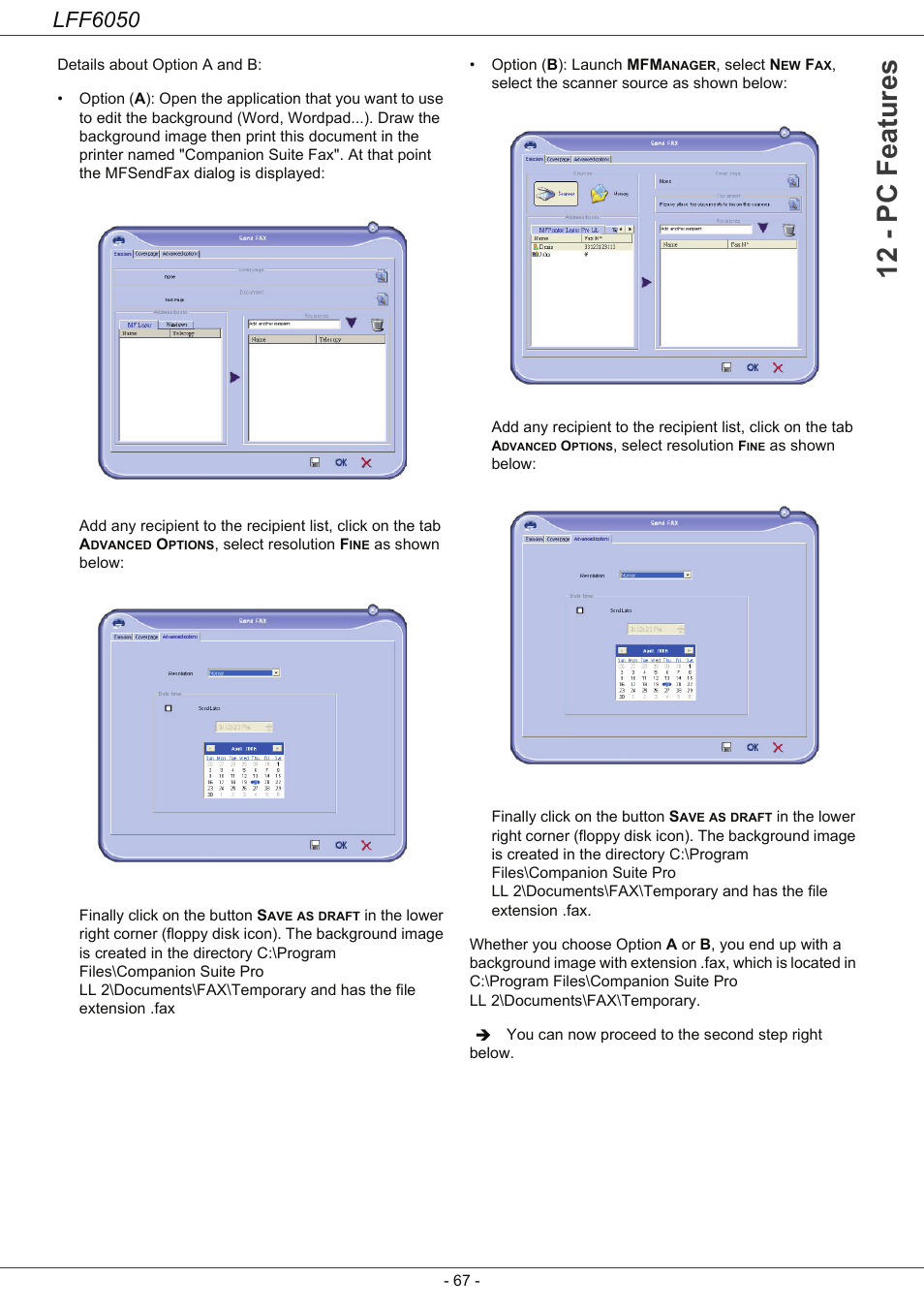 12 - pc features, Lff6050 | Philips LaserMFD LFF 6050 User Manual | Page 72 / 86