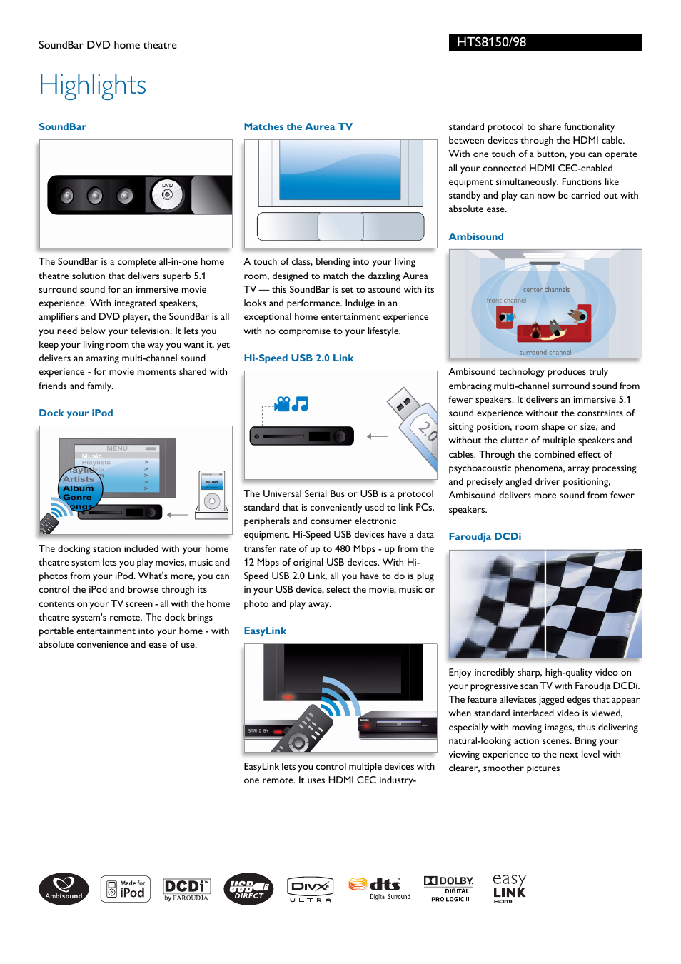 Highlights | Philips HTS8150 User Manual | Page 2 / 3