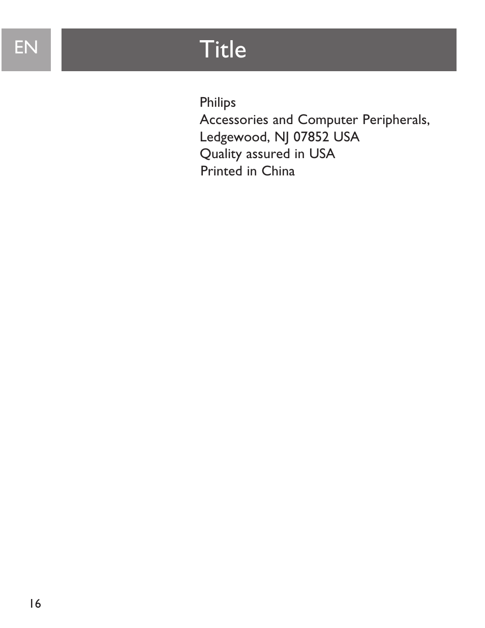 Title | Philips SJA9190/17 User Manual | Page 16 / 33