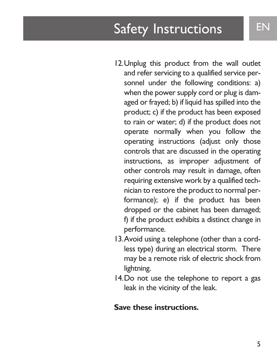 Safety instructions | Philips SJA9190/17 User Manual | Page 5 / 33