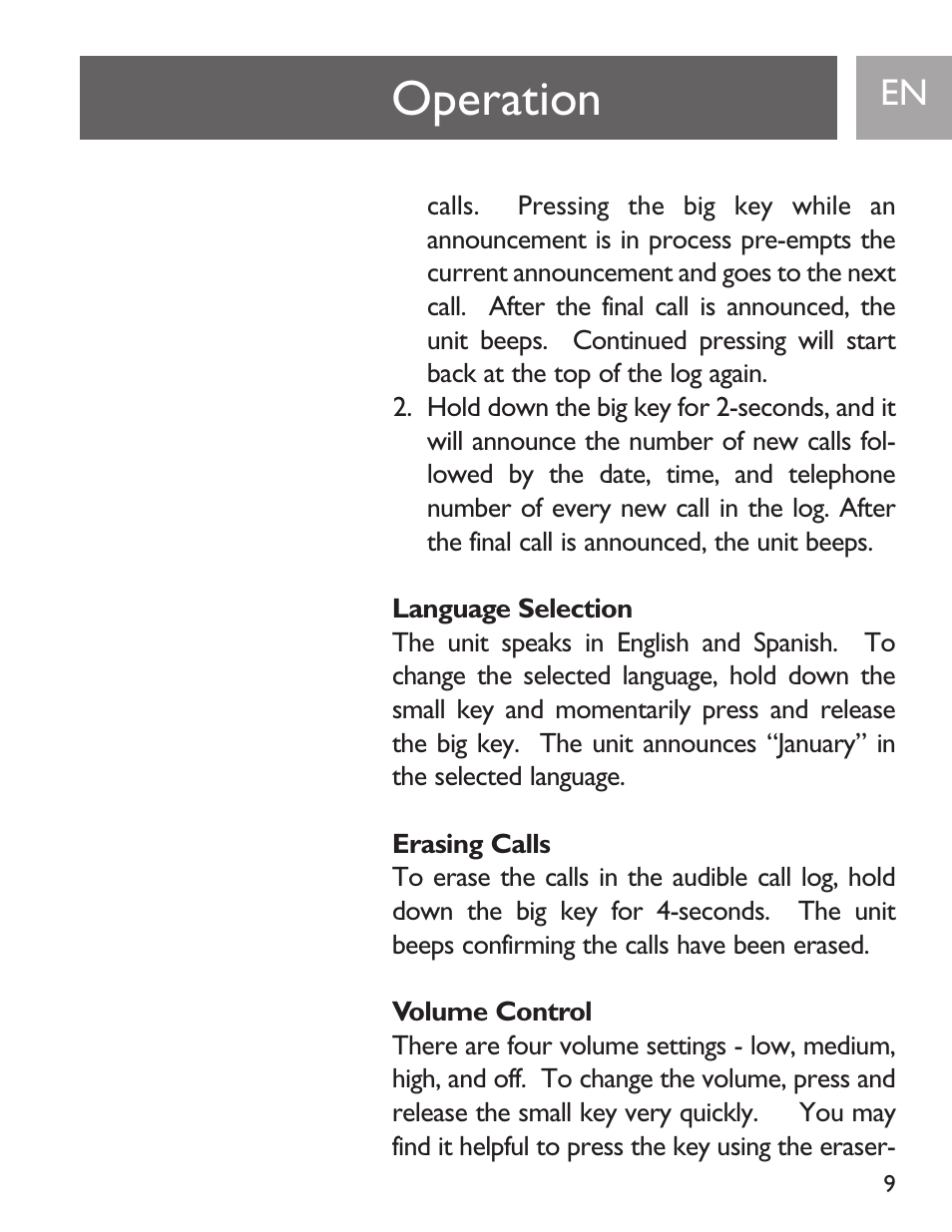 Operation | Philips SJA9190/17 User Manual | Page 9 / 33