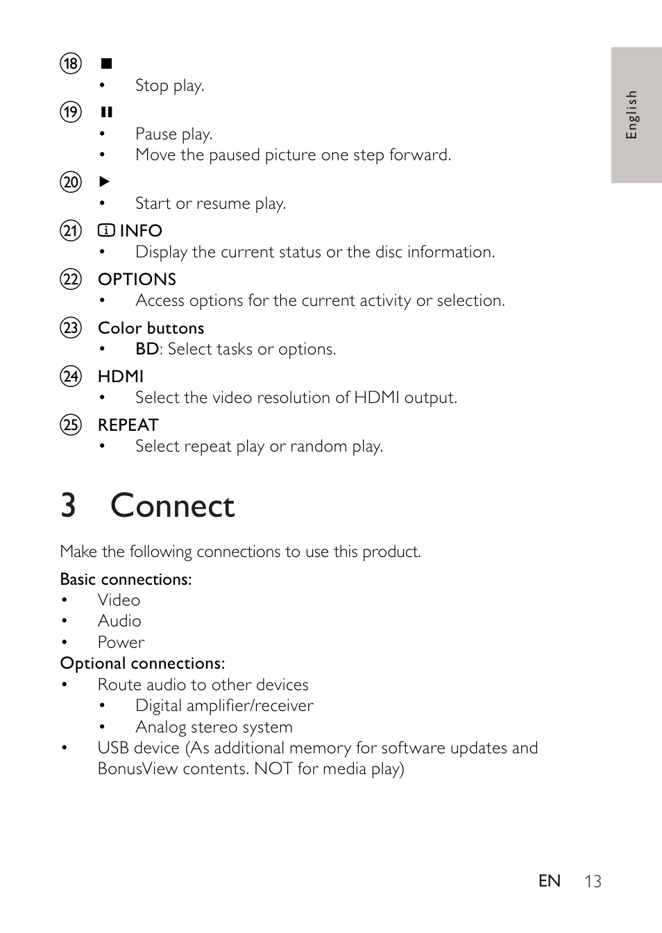 3 connect | Philips BDP2500 User Manual | Page 13 / 49