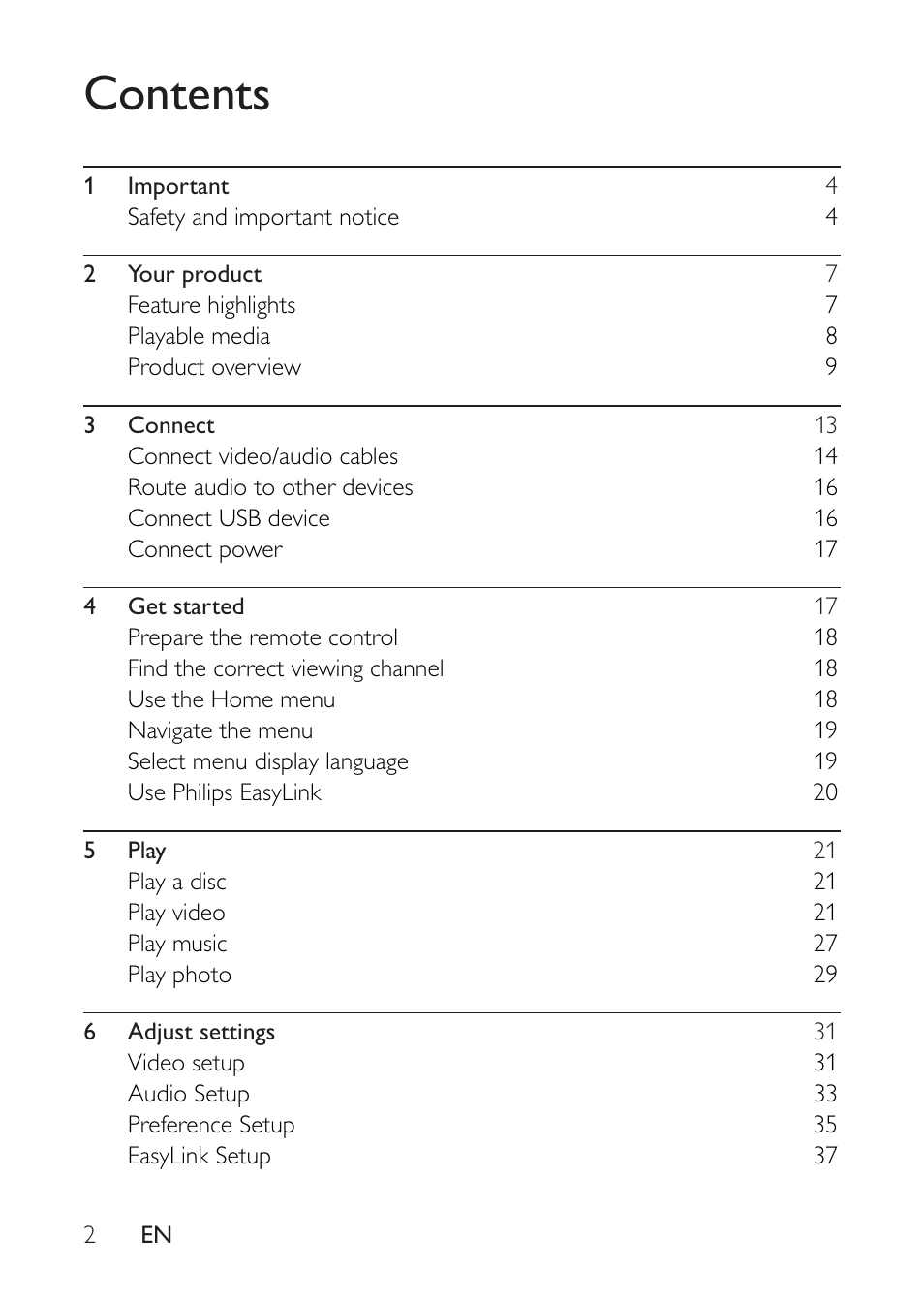 Philips BDP2500 User Manual | Page 2 / 49