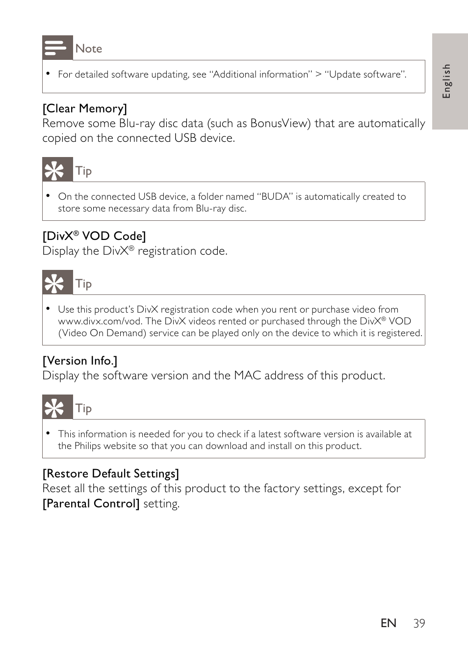 Philips BDP2500 User Manual | Page 39 / 49