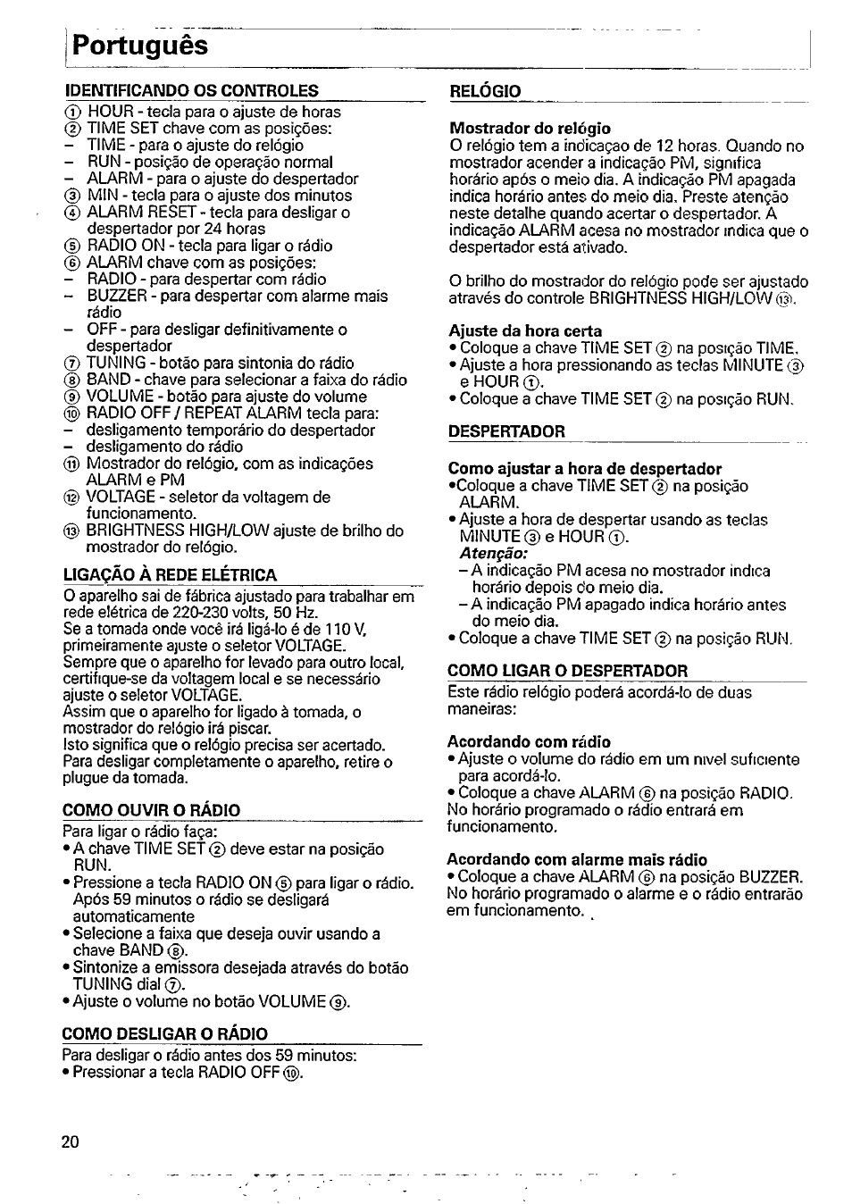 Portugués | Philips AJ 3015 User Manual | Page 4 / 10