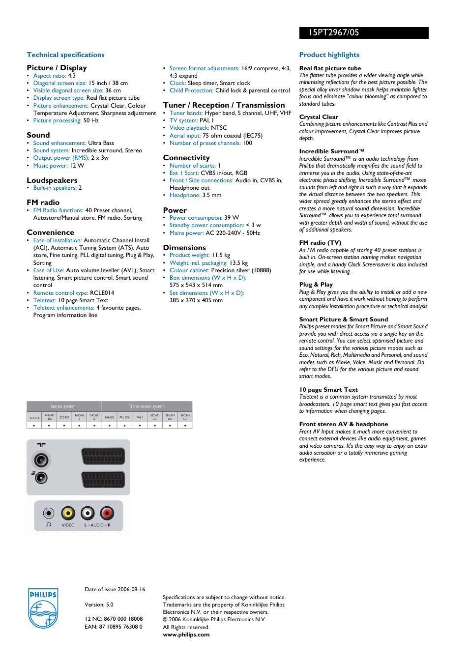 For preview purpose only | Philips 15PT2967/05 User Manual | Page 2 / 2