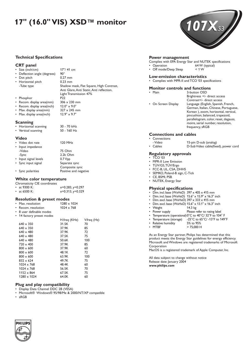 107x | Philips 107X User Manual | Page 2 / 2