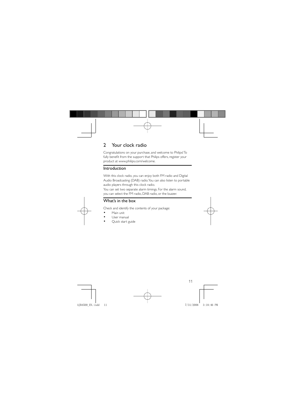 2 your clock radio | Philips AJB4500 User Manual | Page 11 / 34