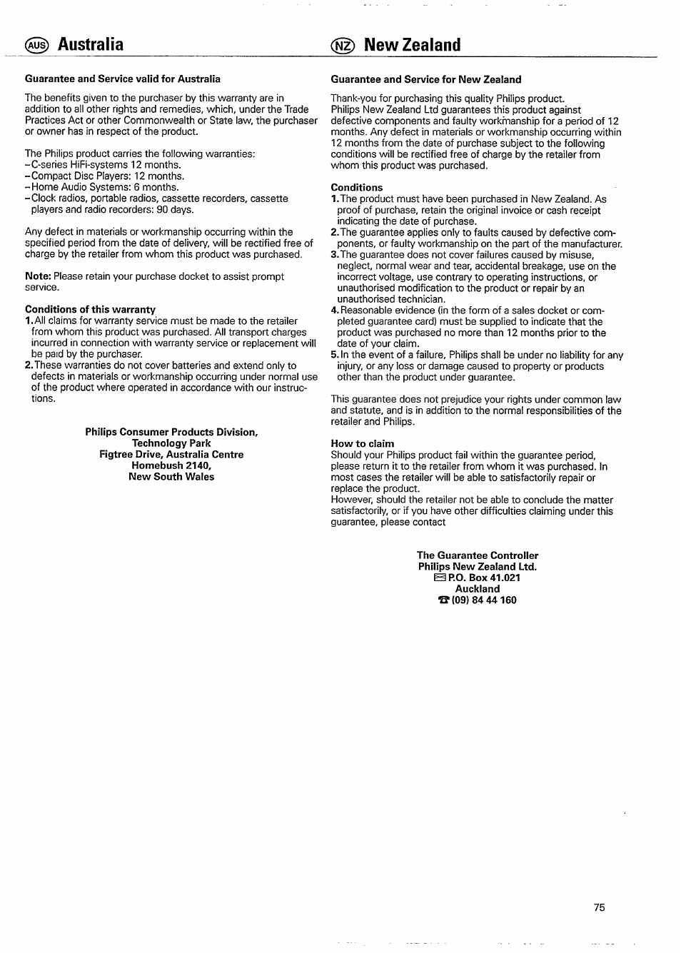 Australia <@) new zealand | Philips CD951 User Manual | Page 16 / 17