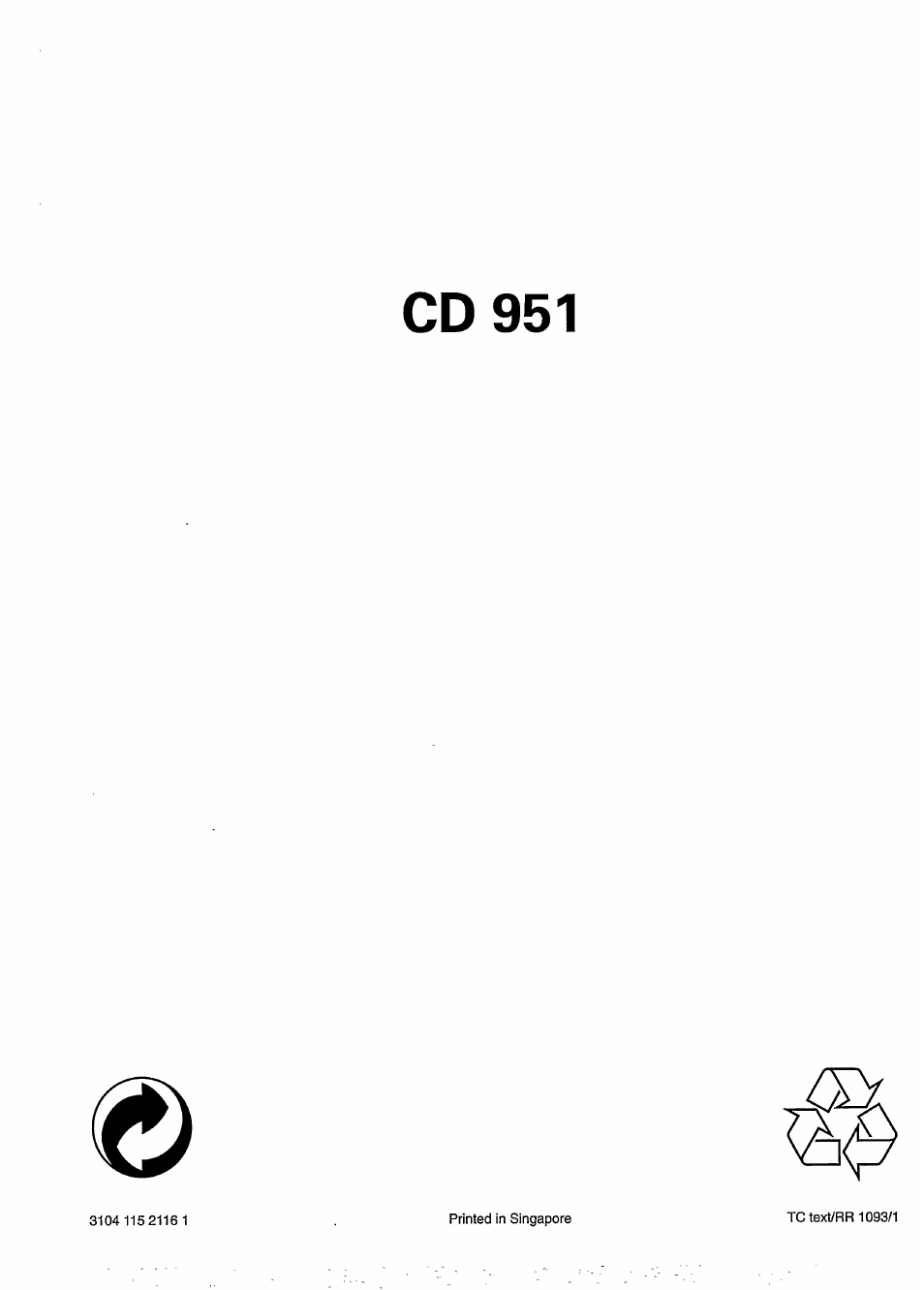 Cd 951 | Philips CD951 User Manual | Page 17 / 17