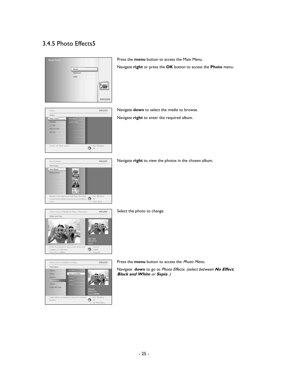 5 photo effects5 | Philips 99F2 User Manual | Page 26 / 70