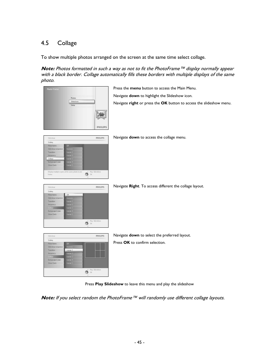 5 collage | Philips 99F2 User Manual | Page 46 / 70