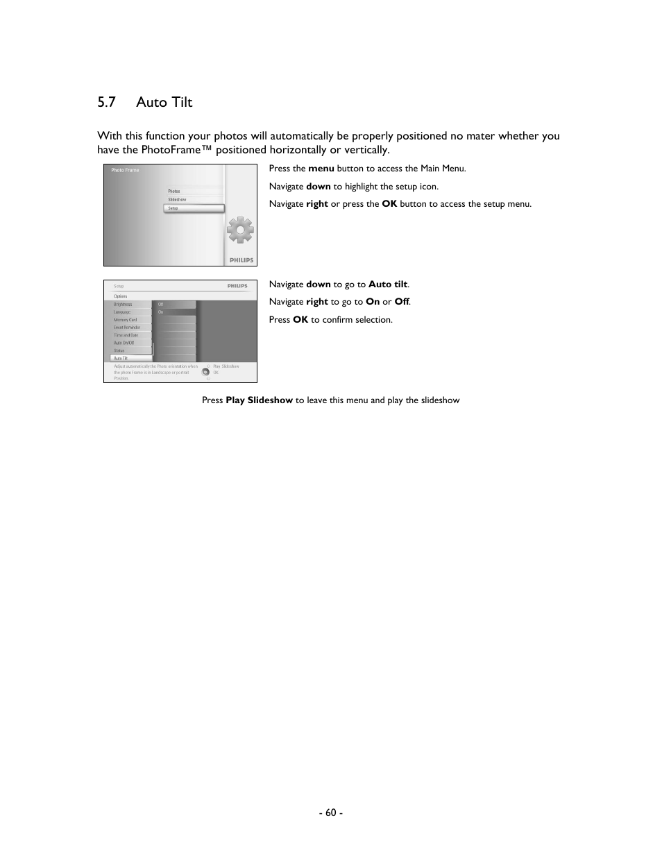 7 auto tilt | Philips 99F2 User Manual | Page 61 / 70