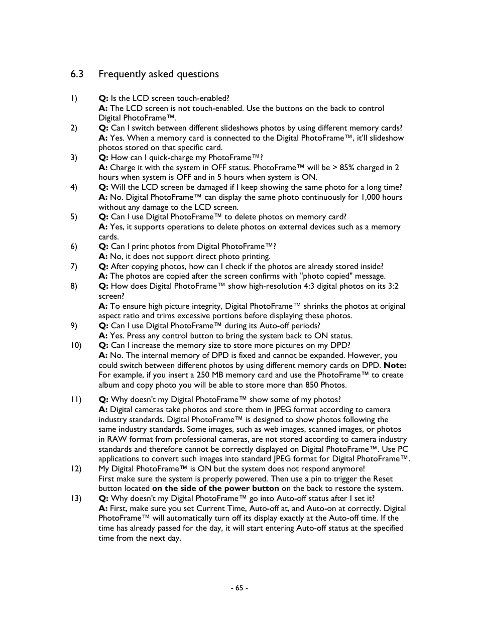 3 frequently asked questions | Philips 99F2 User Manual | Page 66 / 70