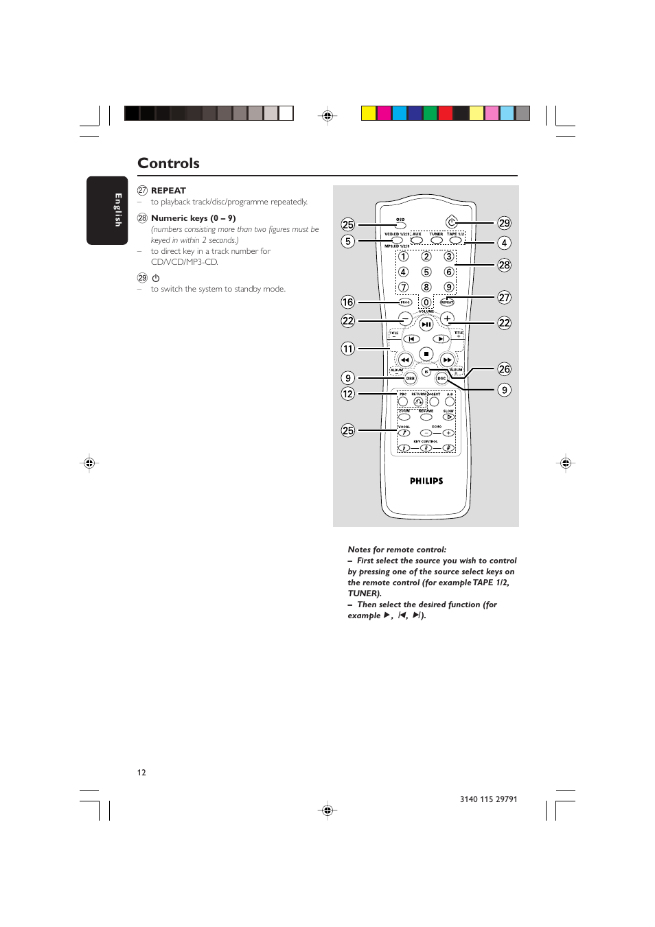 Controls | Philips FW-V330 User Manual | Page 12 / 34