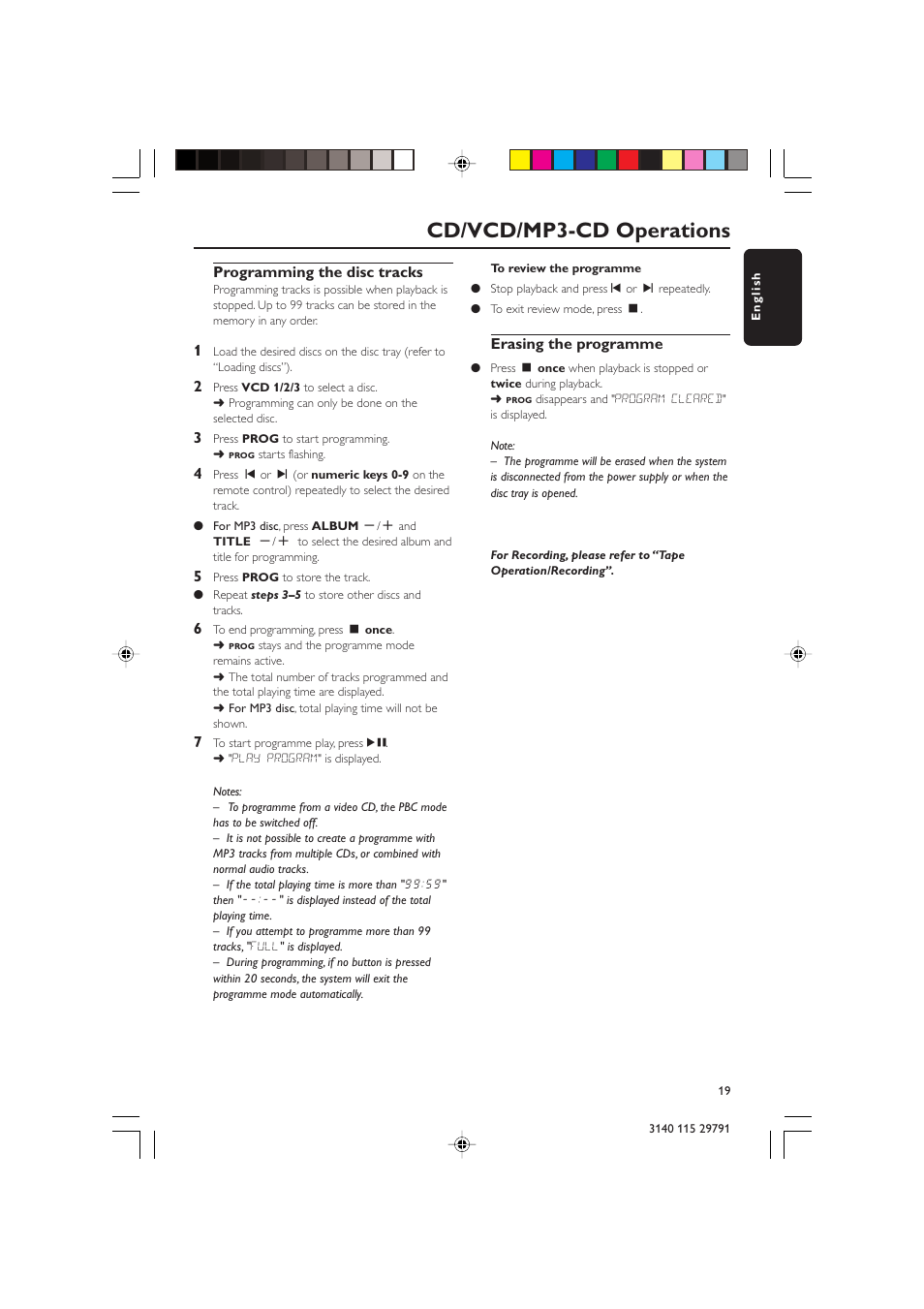 Cd/vcd/mp3-cd operations | Philips FW-V330 User Manual | Page 19 / 34