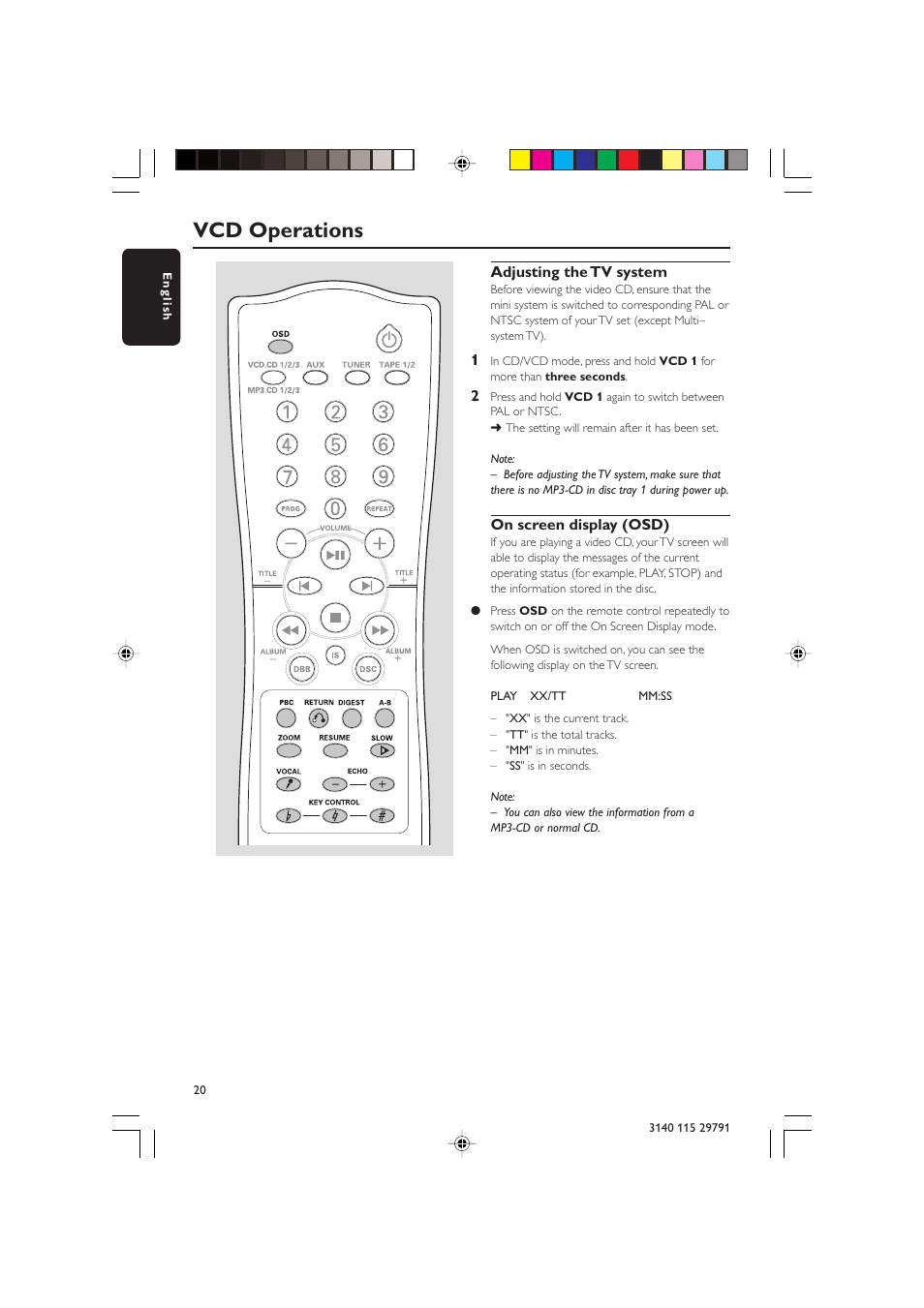 Vcd operations | Philips FW-V330 User Manual | Page 20 / 34