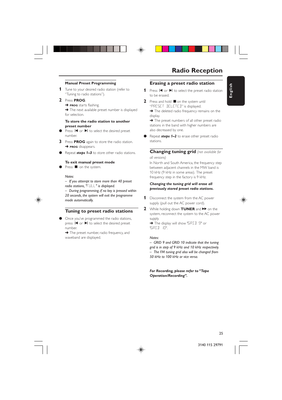 Radio reception | Philips FW-V330 User Manual | Page 25 / 34