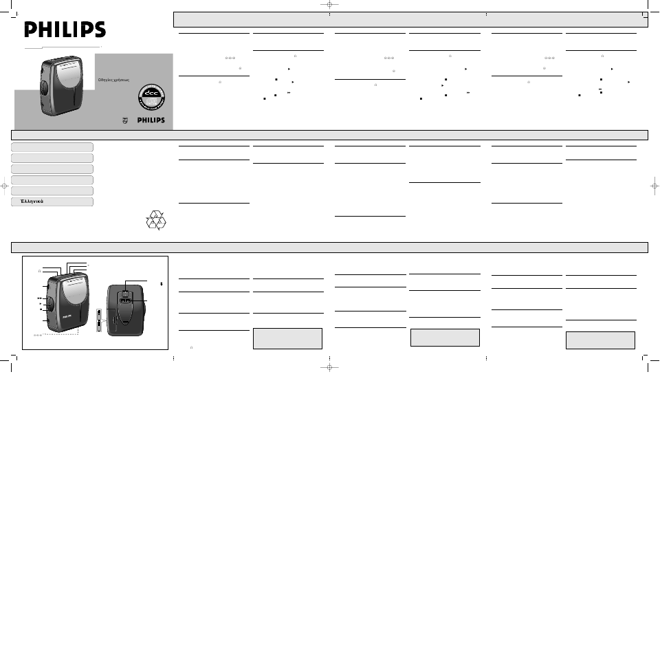 Ster eo r adio cas set te p laye r, Ster eo ra dio casse tte p lay er, Push release push release | Compact cassette, Ster eo rad io ca sset te pla yer, Ster eo r adio cas set te pl ayer | Philips AQ6560 User Manual | Page 3 / 4